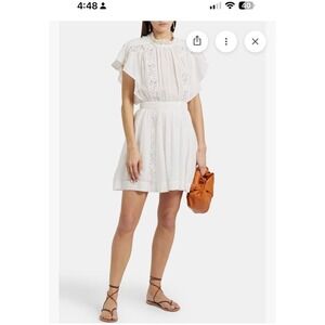 Isabel Marant Etoile White Lace Mini Dress Cotton Flutter Sleeve Boho New